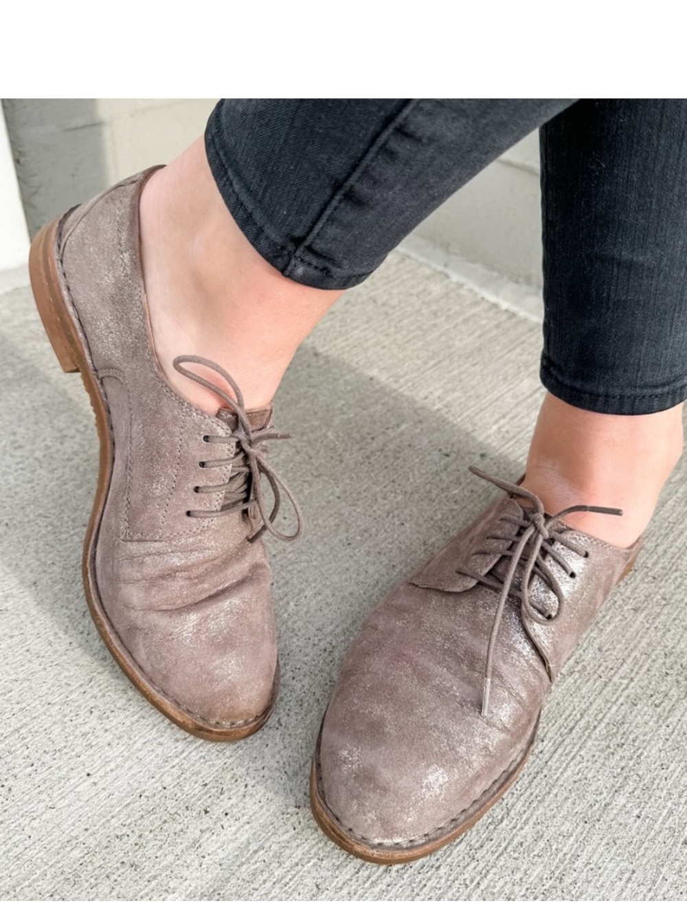 Trask Ana Lace Up Oxford Bronze Metallic Taupe